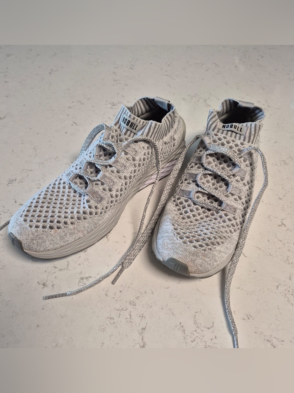 NOBULL Men' Grey Knit Slip-On Sneakers